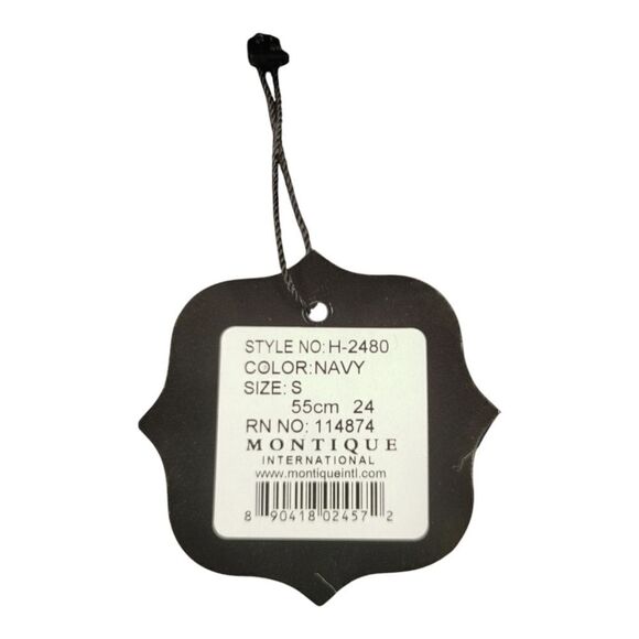 MEN'S MONTIQUE NAVY WOOL FELT HAT WITH MATCHING GROSGRAIN RIBBON FEDORA. H2480. - Picture 6 of 7